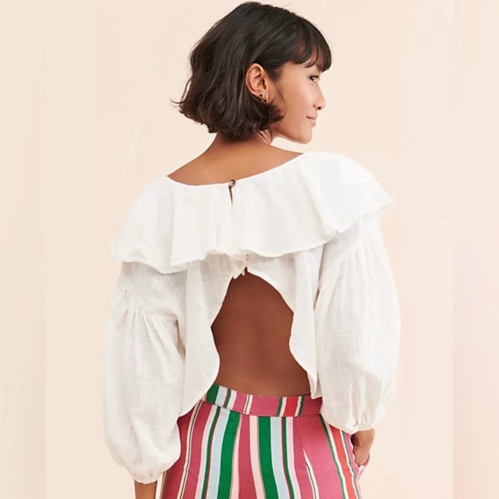 Free People Zuri Ruffle Blouse. - Picture 2 of 9